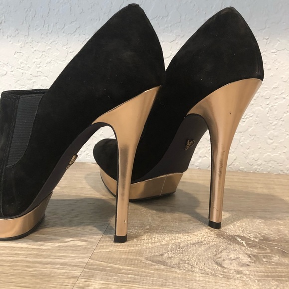 Rachel Roy suede black platform booties rose gold - Picture 2 of 8